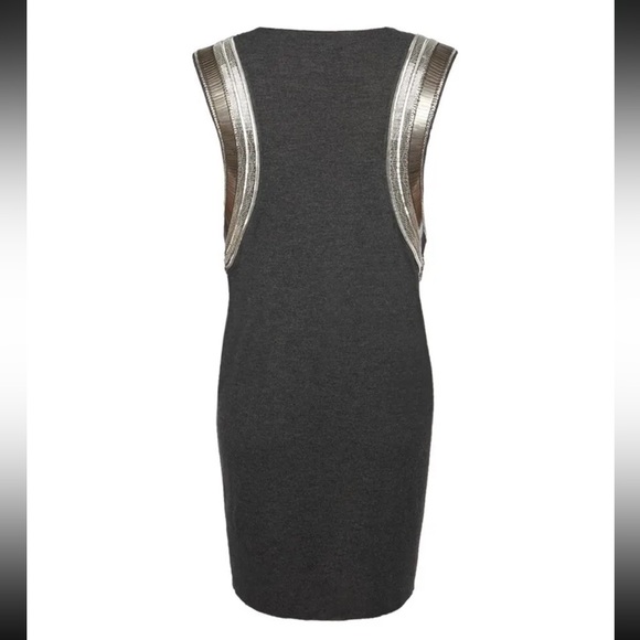 AllSaints Siri Hand Embellished Vest Mini Dress Charcoal Grey UK Size 12 New - Picture 2 of 10
